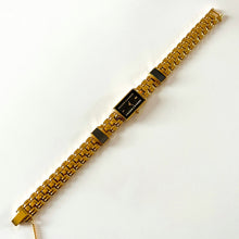 Load image into Gallery viewer, Very Rare 1990s Gold-Plated Lassale (Seiko) Quartz Watch with Black Diamond-Set Dial