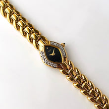 Load image into Gallery viewer, Rare Vintage 1993 Gold-Plated Ladies' Seiko Quartz Watch With Diamond Bezel