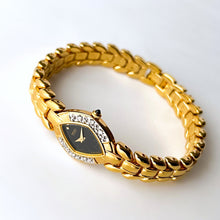 Load image into Gallery viewer, Rare Vintage 1993 Gold-Plated Ladies' Seiko Quartz Watch With Diamond Bezel