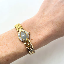 Load image into Gallery viewer, Rare Vintage 1993 Gold-Plated Ladies' Seiko Quartz Watch With Diamond Bezel