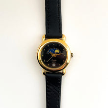 Load image into Gallery viewer, Vintage Ladies' Everite Moon Phase Quartz Watch with Black Leather Strap