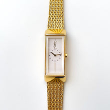 Load image into Gallery viewer, Vintage 90s Yves Saint Laurent Ladies' Quartz Watch with Gold-Plated Bracelet and White Dial