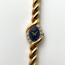 Load image into Gallery viewer, Rare Vintage 1990s Gold-Plated Ladies' Seiko Quartz Watch With Blue Dial and Diamond Bezel