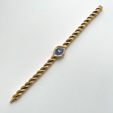 Load image into Gallery viewer, Rare Vintage 1990s Gold-Plated Ladies' Seiko Quartz Watch With Blue Dial and Diamond Bezel