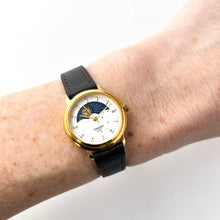Load image into Gallery viewer, Vintage Constant Sun & Moon Phase Quartz Watch with Dark Brown Leather Strap