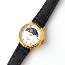 Load image into Gallery viewer, Vintage Constant Sun & Moon Phase Quartz Watch with Dark Brown Leather Strap