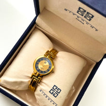 Load image into Gallery viewer, Vintage 1990s Gold-Plated Ladies' Givenchy Bangle Quartz Watch with Blue and Gold Dial