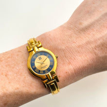 Load image into Gallery viewer, Vintage 1990s Gold-Plated Ladies' Givenchy Bangle Quartz Watch with Blue and Gold Dial
