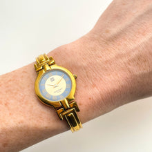Load image into Gallery viewer, Vintage 1990s Gold-Plated Ladies' Givenchy Bangle Quartz Watch with Blue and Gold Dial