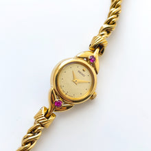 Load image into Gallery viewer, Very Rare 1990 Gold-Plated Seiko Jewellery Quartz Watch with Tiny Dial, Thin Twisted Bracelet and Two Rubies