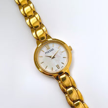 Load image into Gallery viewer, Ladies Pulsar (by Seiko) Watch with Gold-Plated Bracelet and Round Gold Dial