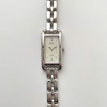 Load image into Gallery viewer, Vintage 1990s Silver-Tone Ladies' Seiko Tissé Quartz Watch With Rectangular Dial
