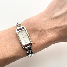 Load image into Gallery viewer, Vintage 1990s Silver-Tone Ladies' Seiko Tissé Quartz Watch With Rectangular Dial