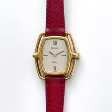 Load image into Gallery viewer, Rare Vintage 1970s Ladies' Dior x Bulova Collection Mechanical Watch with Red Leather Strap