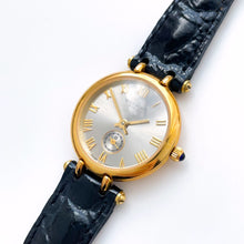 Load image into Gallery viewer, Vintage 1990s Gold-Plated Ladies' Givenchy 'Griffe' Quartz Watch with Black Leather Strap
