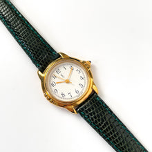 Load image into Gallery viewer, Vintage Yves Saint Laurent Gold-Plated Ladies' Quartz Watch with Dark Green Leather Strap