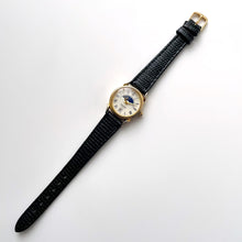 Load image into Gallery viewer, Vintage Constant Sun & Moon Phase Quartz Watch with Black Leather Strap