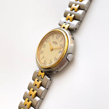 Load image into Gallery viewer, Vintage Two-Tone Hermès Profile Ladies' Quartz Watch with Round Beige Dial