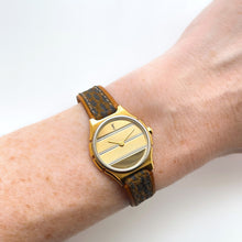 Load image into Gallery viewer, Vintage Yves Saint Laurent Gold-Plated Ladies' Quartz Watch with Textured Green Leather Strap