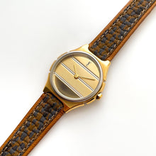 Load image into Gallery viewer, Vintage Yves Saint Laurent Gold-Plated Ladies' Quartz Watch with Textured Green Leather Strap