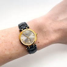 Load image into Gallery viewer, Vintage 1990s Gold-Plated Ladies' Givenchy 'Griffe' Quartz Watch with Black Leather Strap