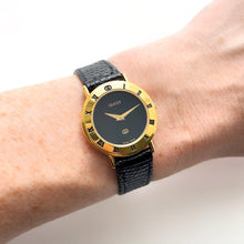 Load image into Gallery viewer, 90s Gold-Plated Gucci Quartz Watch with Black Leather Strap