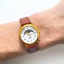 Load image into Gallery viewer, Ladies' Vintage Gold-Plated Lorus Sun & Moon Phase Quartz Watch