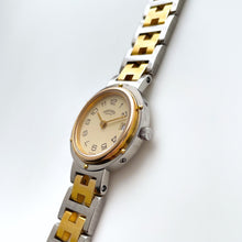 Load image into Gallery viewer, Vintage Two-Tone Hermès Clipper Ladies' Quartz Watch with Round Beige Dial