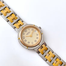 Load image into Gallery viewer, Vintage Two-Tone Hermès Clipper Ladies' Quartz Watch with Round Beige Dial