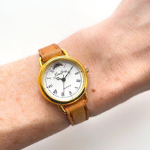 Load image into Gallery viewer, Vintage Ladies' Louifrey Moon Phase Quartz Watch with Light Brown Leather Strap