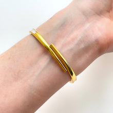 Load image into Gallery viewer, Vintage André Mouche Quartz Watch with Enamel Floral Design, Concealead Dial and Gold-Plated Bangle Bracelet