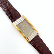 Load image into Gallery viewer, Vintage Christian Dior Two-Tone Gold & Silver Quartz Watch with Brown Leather Strap