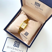 Load image into Gallery viewer, Vintage 1990s Gold-Plated Ladies' Givenchy Bangle Quartz Watch with Rectangular Dial