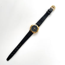 Load image into Gallery viewer, 90s Gold-Plated Gucci Quartz Watch with Black Leather Strap