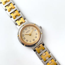 Load image into Gallery viewer, Vintage Two-Tone Hermès Clipper Ladies' Quartz Watch with Round Beige Dial
