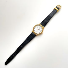 Load image into Gallery viewer, Vintage Christian Dior Gold-Plated Ladies' Quartz Watch with Black Leather Strap