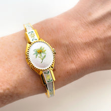 Load image into Gallery viewer, Andre Mouche Quartz Watch - Red Enamel, Concealed Dial, Gold Bangle