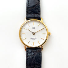 Load image into Gallery viewer, Vintage 1990s Gold-Plated Ladies' Givenchy Quartz Watch with Black Leather Strap