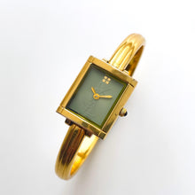 Load image into Gallery viewer, Vintage 90s Yves Saint Laurent Ladies' Bangle Style Quartz Watch with Gold-Tone Bracelet and Green Dial