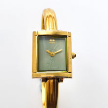 Load image into Gallery viewer, Vintage 90s Yves Saint Laurent Ladies' Bangle Style Quartz Watch with Gold-Tone Bracelet and Green Dial