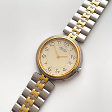 Load image into Gallery viewer, Vintage Two-Tone Hermès Profile Unisex Quartz Watch with Round Beige Dial