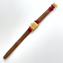 Load image into Gallery viewer, Vintage 1990s Gold-Plated Ladies' Nina Ricci Quartz Watch with Red Leather Strap