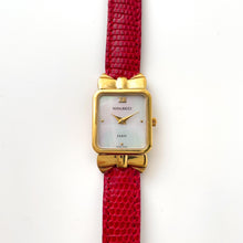 Load image into Gallery viewer, Vintage 1990s Gold-Plated Ladies' Nina Ricci Quartz Watch with Red Leather Strap