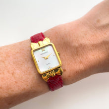 Load image into Gallery viewer, Vintage 1990s Gold-Plated Ladies' Nina Ricci Quartz Watch with Red Leather Strap