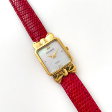 Load image into Gallery viewer, Vintage 1990s Gold-Plated Ladies' Nina Ricci Quartz Watch with Red Leather Strap