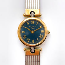 Load image into Gallery viewer, Vintage Two-Tone Christian Dior Ladies' Quartz Watch with Round Metallic Blue Dial