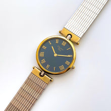 Load image into Gallery viewer, Vintage Two-Tone Christian Dior Unisex Quartz Watch with Round Metallic Blue Dial