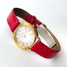 Load image into Gallery viewer, Vintage Christian Dior Gold-Plated Ladies' Quartz Watch with Red Leather Strap and Mother of Pearl Dial - Boxed