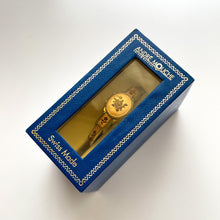 Load image into Gallery viewer, Vintage 1990s André Mouche Quartz Watch with Pink & Burgundy Enamel Floral Design, Concealed Dial and Silver-Tone Bangle Bracelet