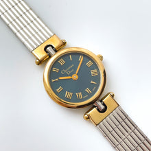 Load image into Gallery viewer, Vintage Two-Tone Christian Dior Ladies' Quartz Watch with Round Metallic Blue Dial